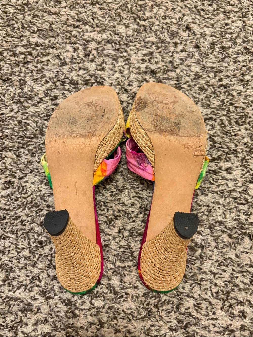 Stuart Weitzman Multicolor Knot-Front Slide Sandals - Pink Green Yellow - Picture 5 of 7